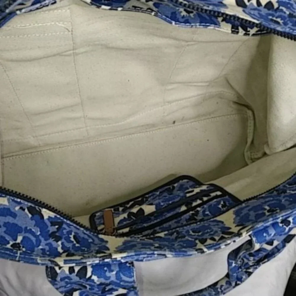 Large Tommy Hilfiger Natalie Painted Floral Weekender Tote Shoulder Bag Canvas - Picture 9 of 10